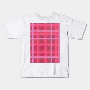 Dark Pink Plaid Kids T-Shirt